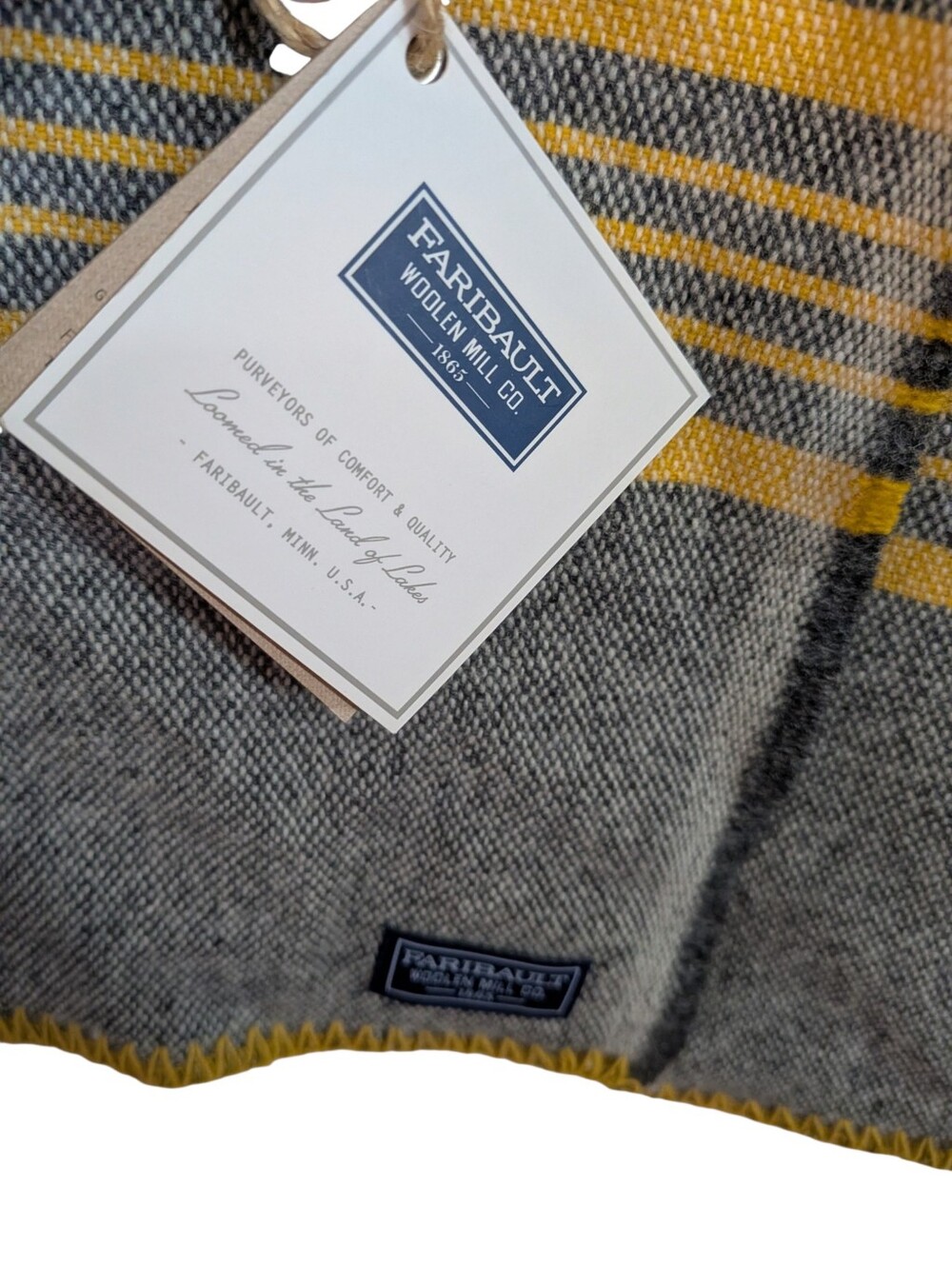 Faribault Woolen Mill Co. Weekender Stripe Charcoal 10x72 Wool Leno